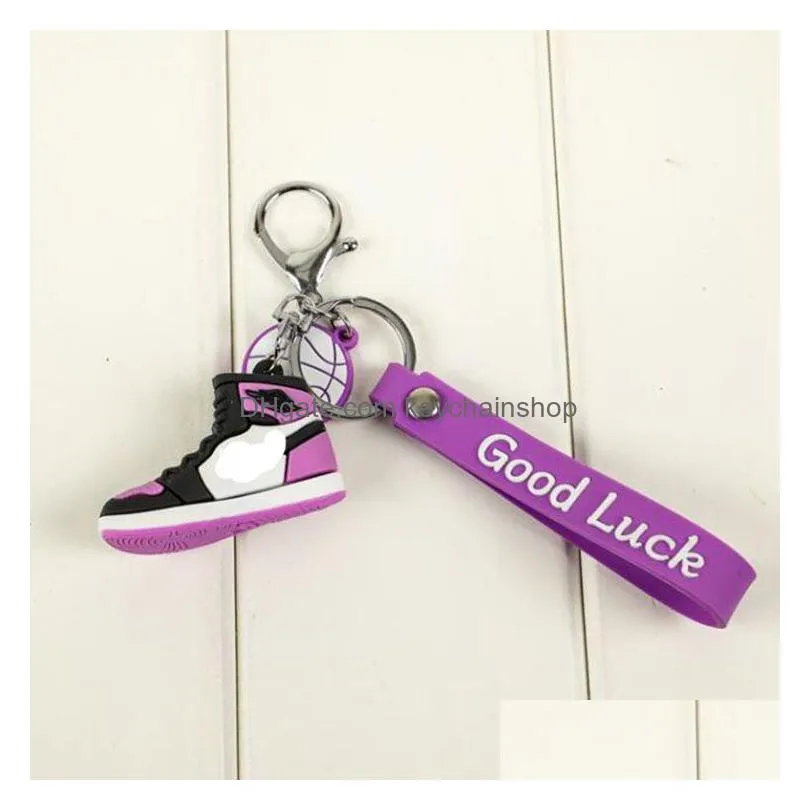 2pcs/sets designer silicone 3d sneaker white keychain men women high quality key ring fashion shoes keychains bag car pendant basketball keychain 8