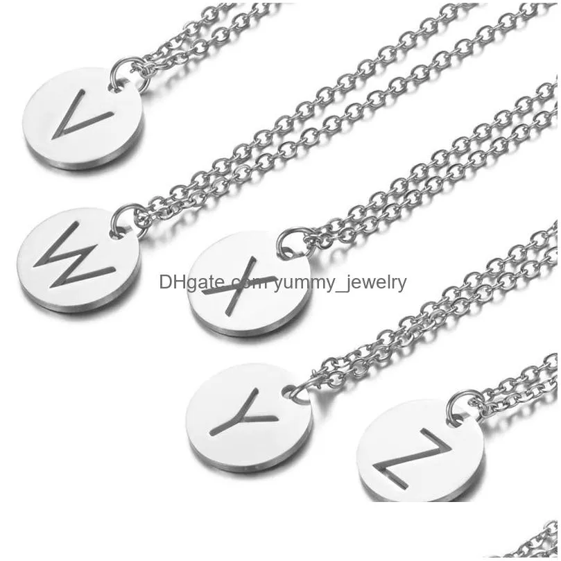 26 initial letter necklaces women choker design a-z alphabets stainless steel pendant necklaces fashion jewelry gifts for men girls