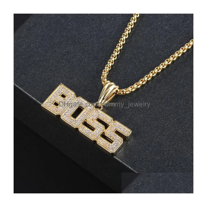 hip hop bling boss necklace pendant diamond necklaces for men women nightclub party fashion jewelry will and sandy