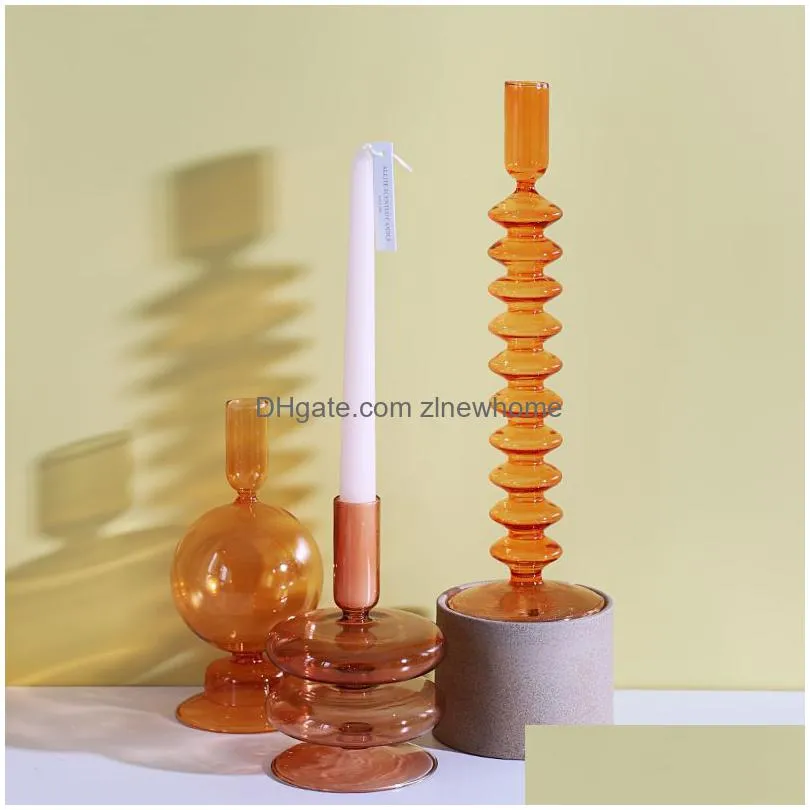 2023 nordic glass candle holders romantic dinner home decoration candlestick for birthday wending candle holder wax portavelas decor