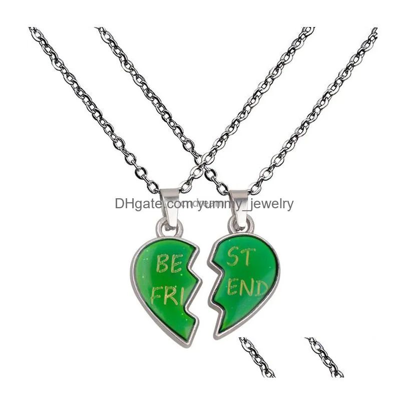 splice friend broken heart pendant necklace color changing temperature sensing necklaces women children fashion jewelry will and sandy