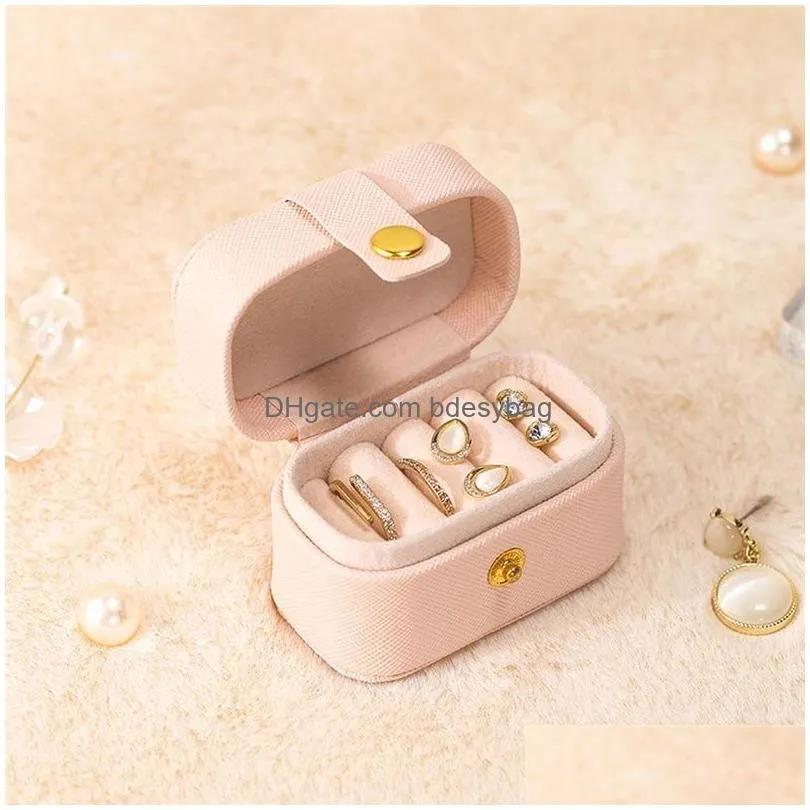 small portable jewelry storage box pu leather travel organizer ring earrings mini display case holder gift packaging