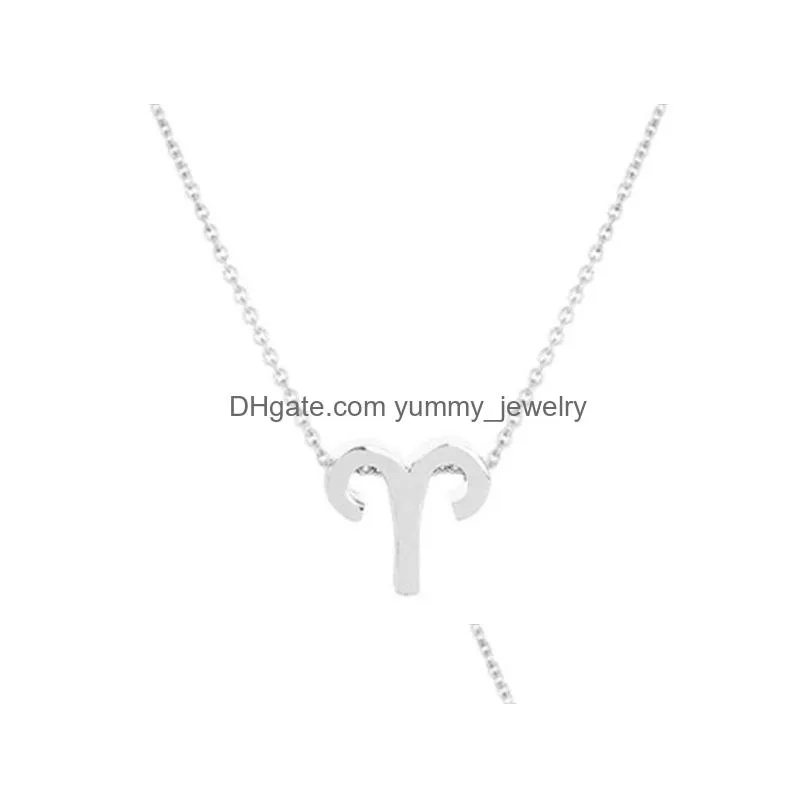 12 horoscope sign pendant necklace silver gold chains constell necklaces women fashion jewlery will and sandy