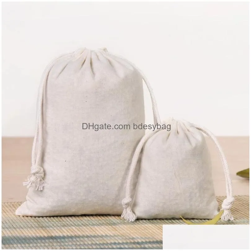 reusable cotton bags muslin bag canvas drawstring pouch gift jewelry packaging