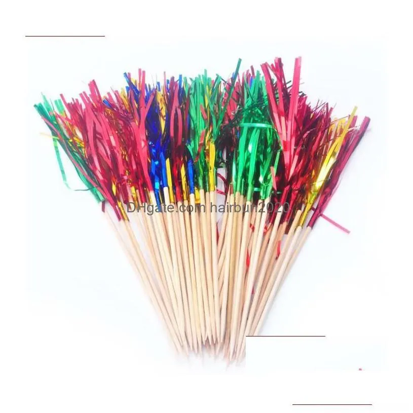 2016 other event party supplies colorf peacock tail bamboo cocktail sticks martini picks cake snacks salad fruit wedding favor 200pcs/l
