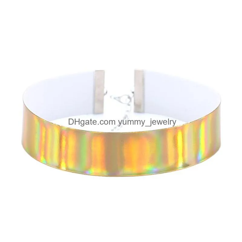 laser rainbow choker necklace collars y women necklaces neck bands fashion jewelry chains band will and sandy