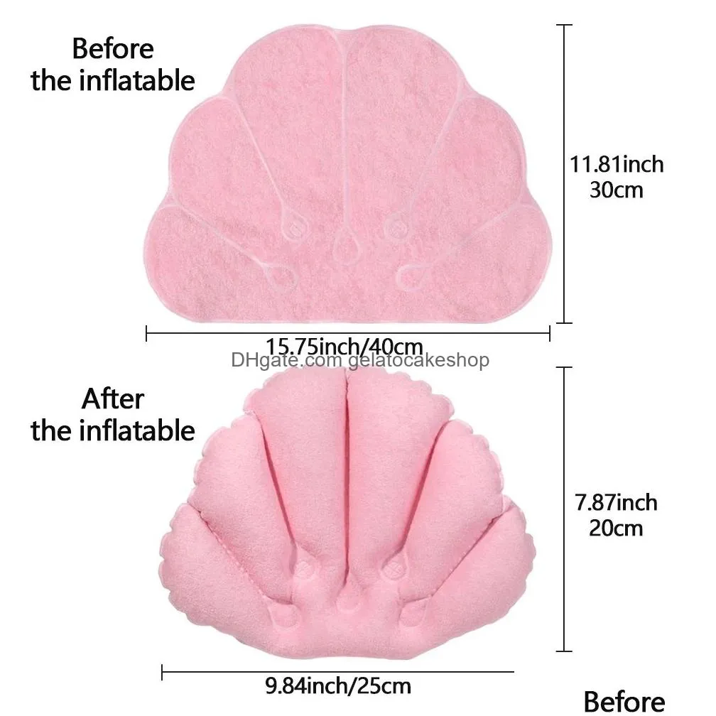 soft bathroom pillow home comfortable spa inflatable bath cups shell shaped neck bathtub cushion accessories