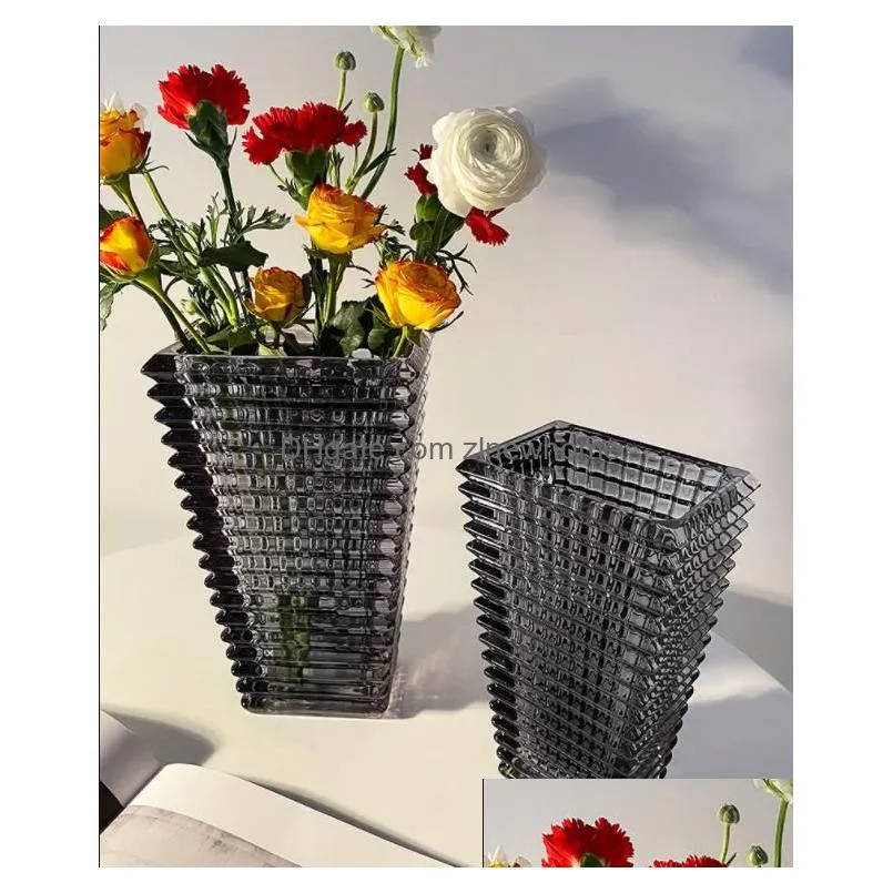 nordic dried flower vase square crystal transparent vase small medium oval vase gift