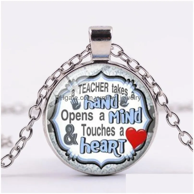 fashion teacher necklace the best teachers teach from the heart creative letter design glass crystal choker festival gift