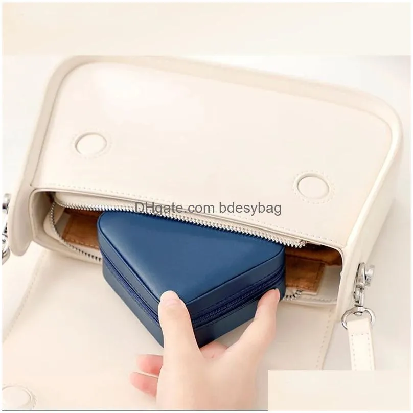 jewelry storage box travel organizer pu leather jewelry case earrings necklace ring display boxes for proposal wedding