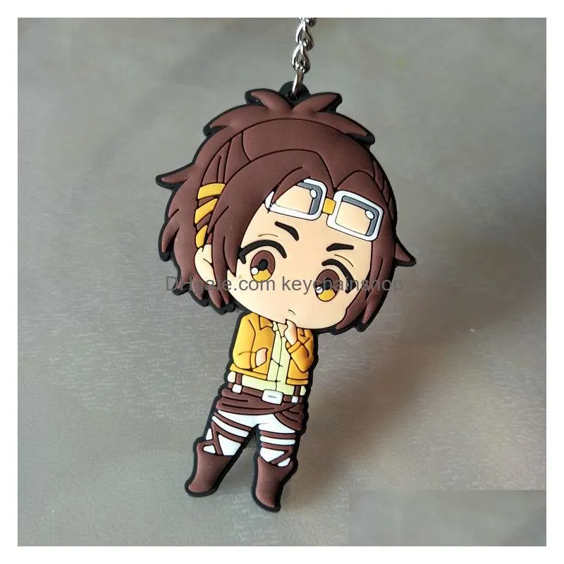 20pcs anime figure attack on  key chain 3d double side pvc keyring wings of liberty keychain for bags kids keys holder