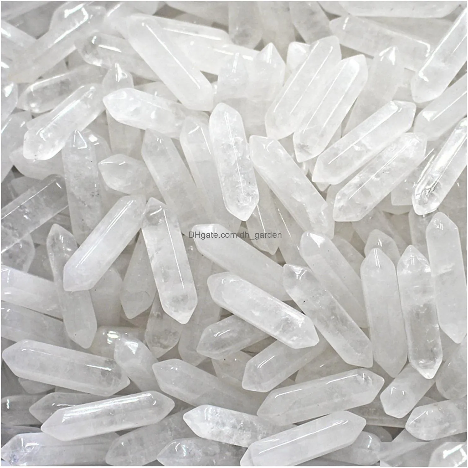 wholesale natural hexagonal gemstone healing chakra crystal quartz wands reiki stone beads for diy making necklace earring