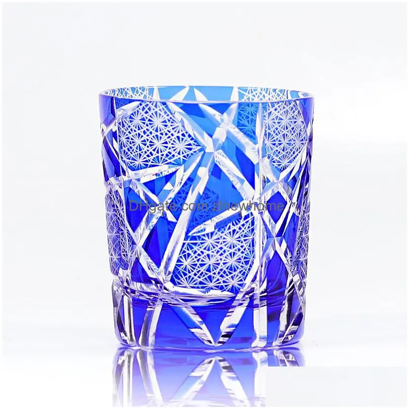 edo kiriko drinking glass old fashioned crystal whisky cup for scotch bourbon hand cut design cocktail glass