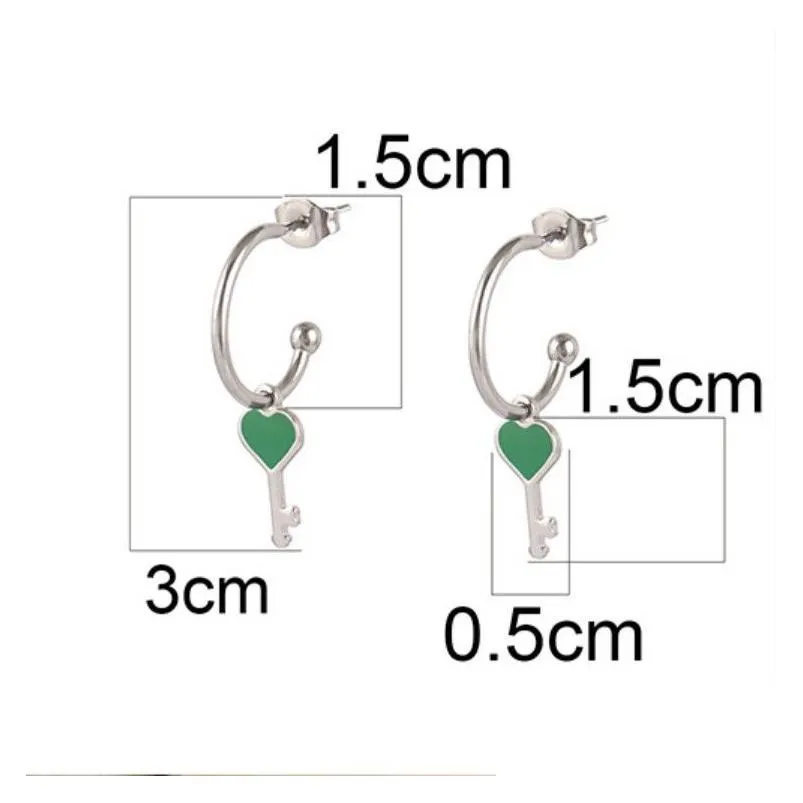 pink pearl earrings designer love stud earring u-shaped ear ring love key dripping oil colorful pendant stainless steel earrings womens style luxury channel