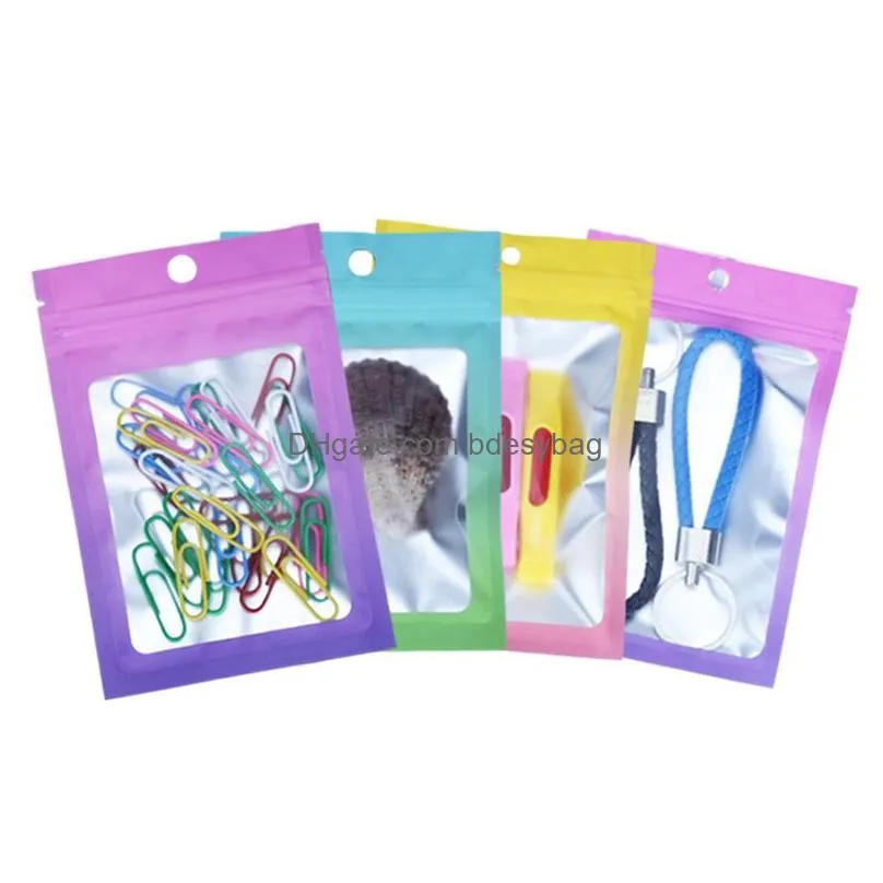 100pcs lot resealable aluminium foil bags self sealing gradient color bag zipper packaging