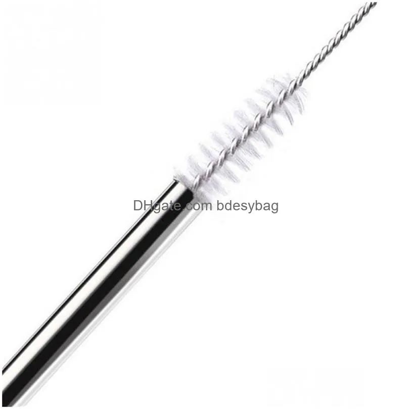 stainless steel drinking straw food grade straight and bend metal straws reusable cleaning brush for kitchen