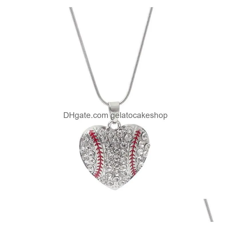 diamond heart pendant necklace party favor creative softball pendants peach heart necklaces fashion accessories
