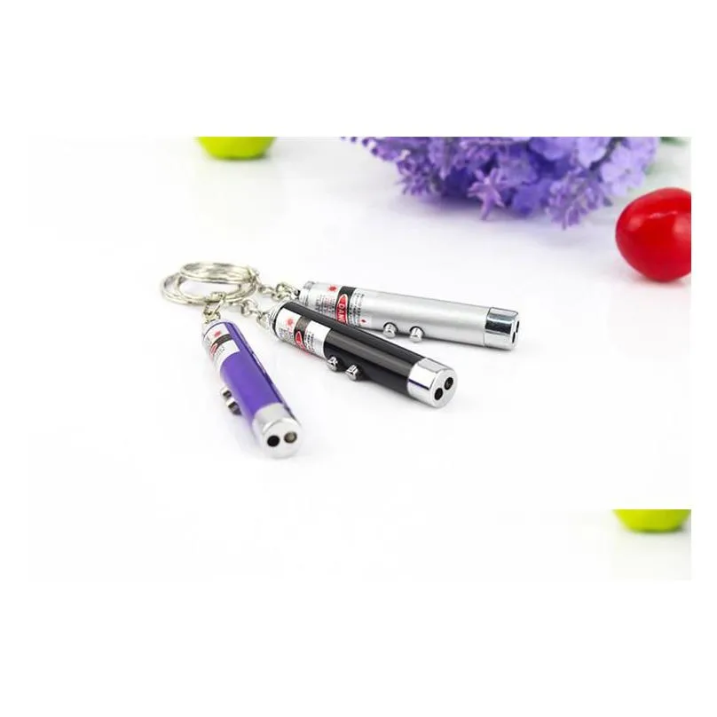 2 in1 red laser pointer pen key ring with white led light show portable infrared stick funny tease cats pet toys with retail package