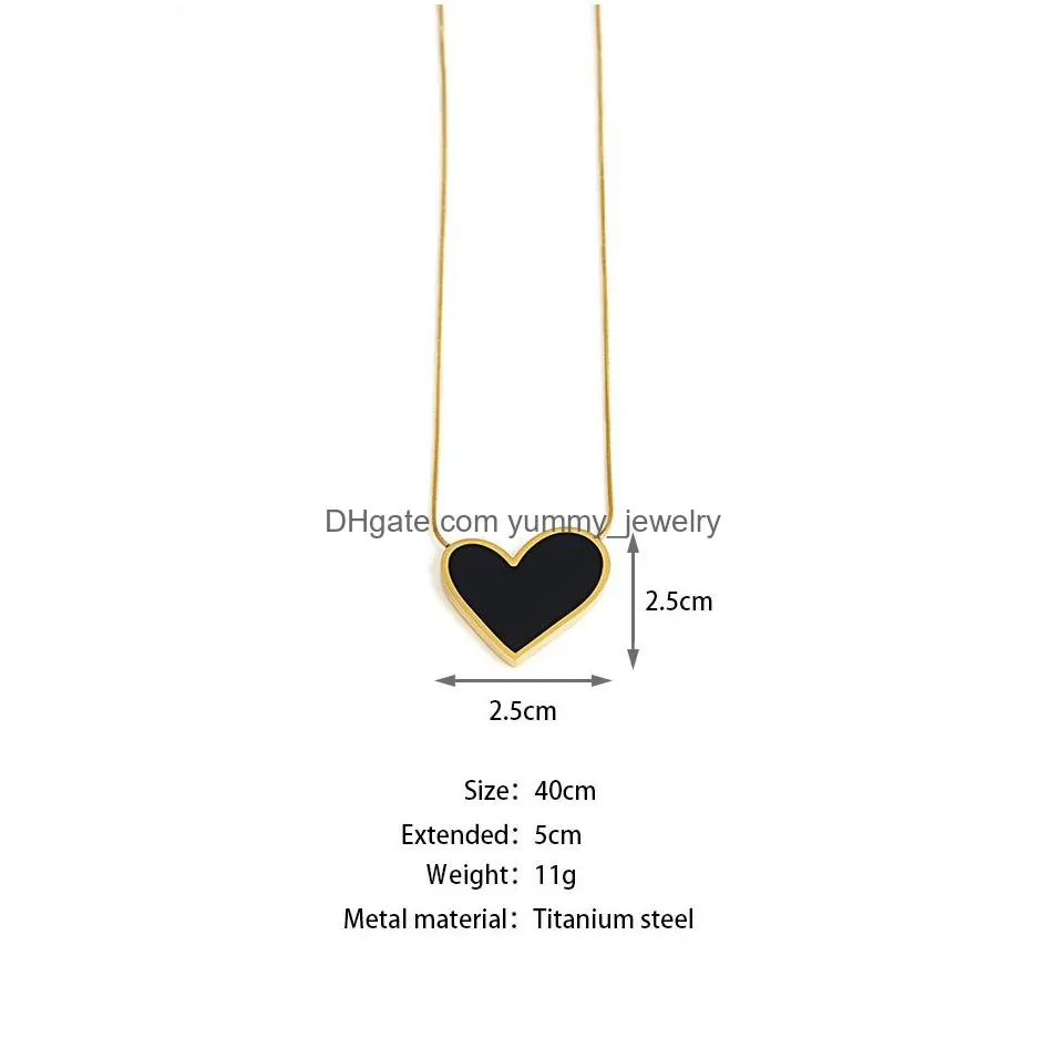 enamel heart necklaces snake chain titanium steel love charm pendant necklace women fashion simple gold silver designer choker jewelry