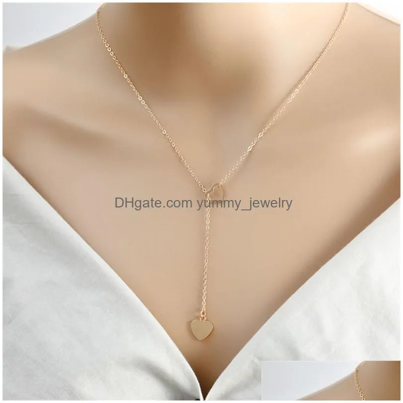 heart pendant necklace colors silver gold fashion y shape charm necklaces with link chain heart designs jewelry gift for women girls