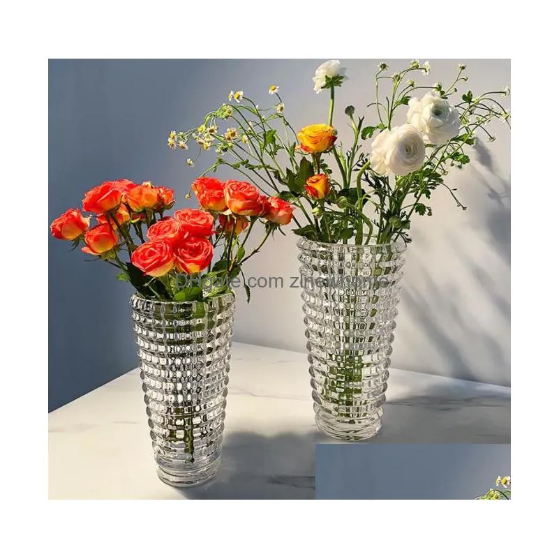 nordic dried flower vase square crystal transparent vase small medium oval vase gift
