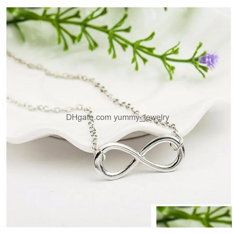 infinity love pendant necklaces number eight charm jewelry fashion elegant gold silver color girl lady link chain choker necklaces for