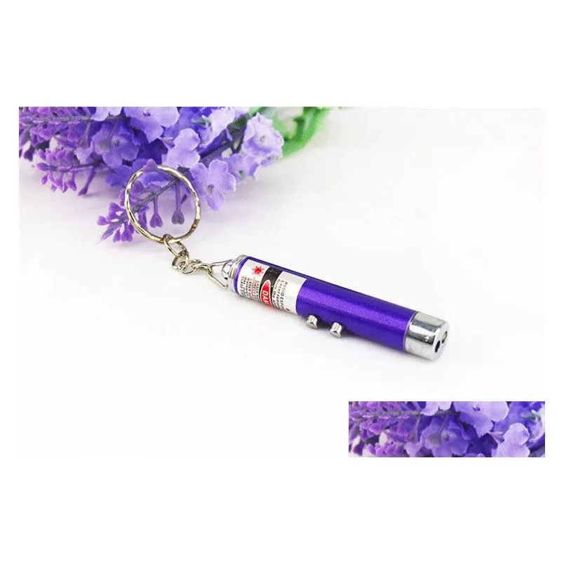 hot red laser pointer pen key ring toy with white led light show portable infrared stick funny tease cats pet toys with retail package