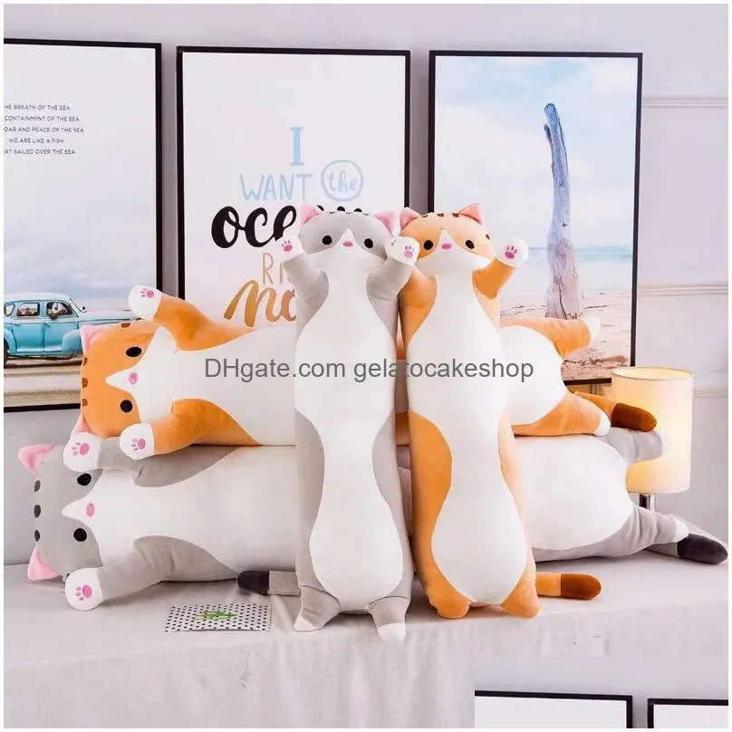 50cm cute soft long cat pillow stuffed plush toys office nap pillow home comfort cushion decor gift doll child