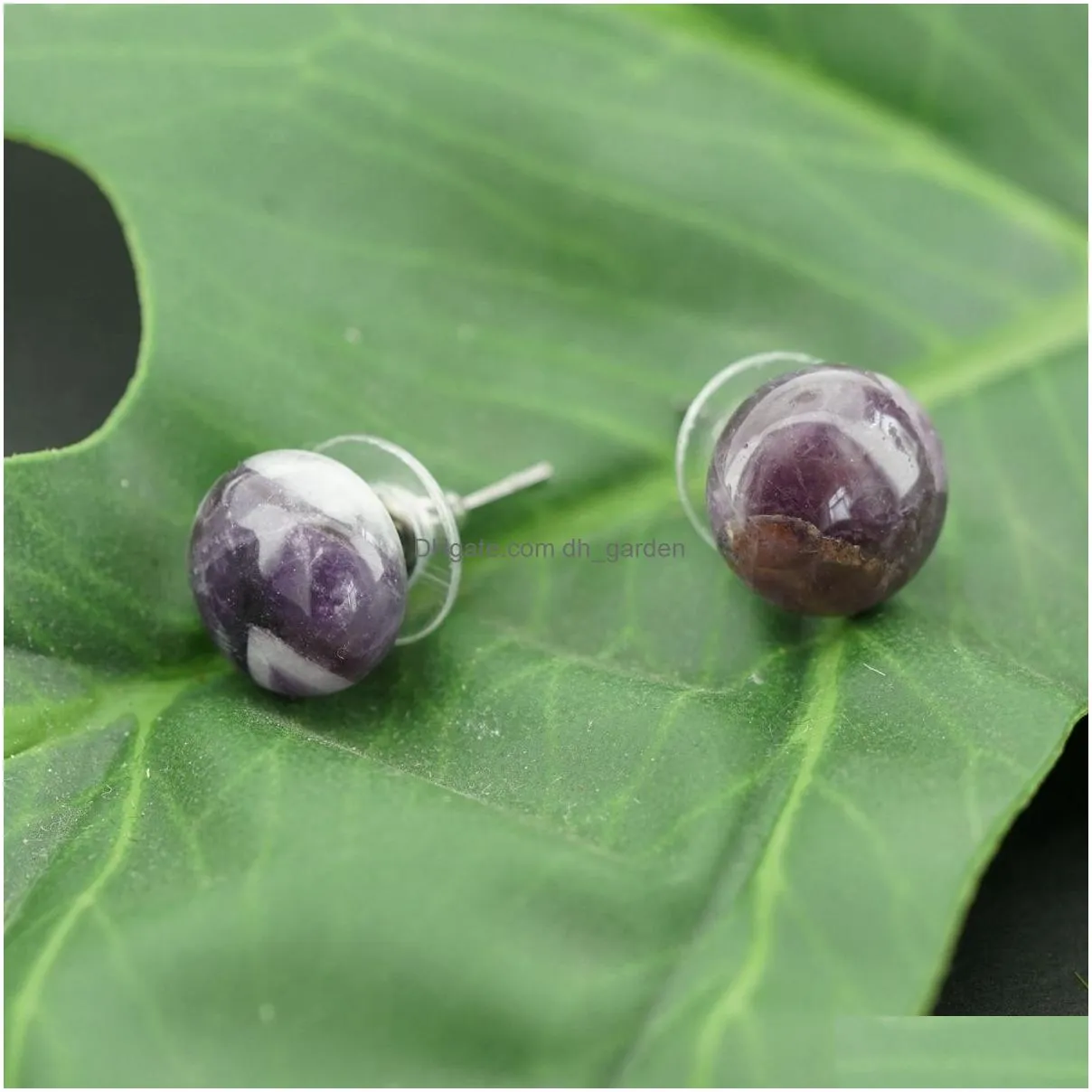 natural gemstone abacus beads stud earrings amethyst rose quartz agate crystal earring stud jewelry for womens girls