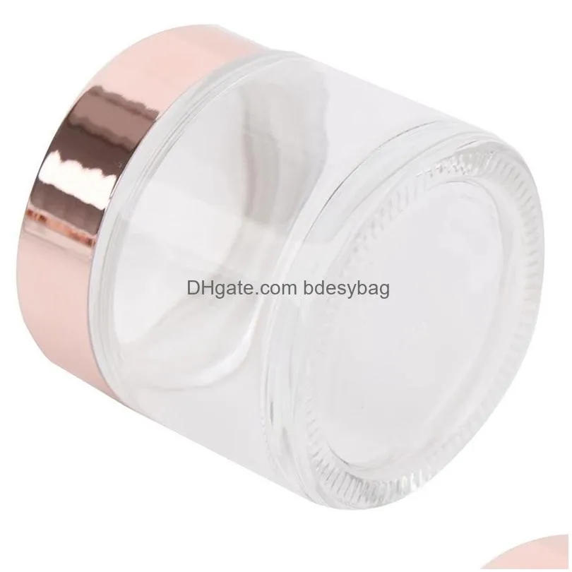 frosted glass jars face cream bottles refillable clear cosmetic containers with rose gold cap 5g 10g 15g 20g 25g 30g 50g 60g 100g lotion lip balm packing