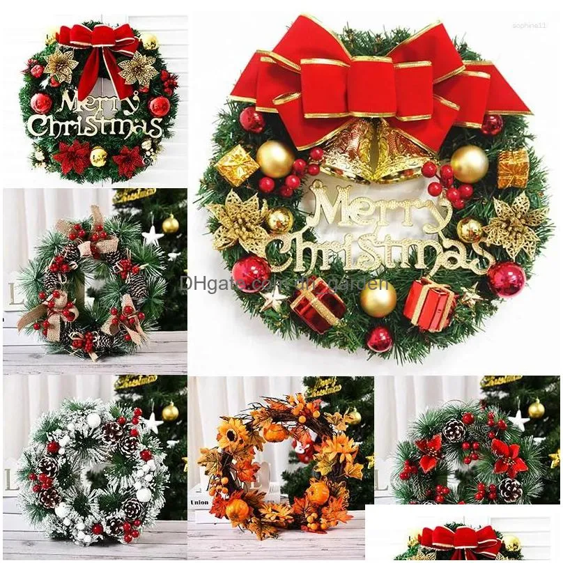 decorative flowers christmas wreath big red flower berry navidad party wall door window fireplace staircase garden 2023