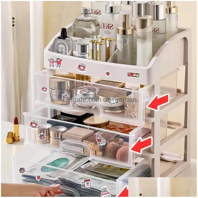 storage boxes transparent large capacity cosmetic box organizer desktop plastic drawer lipstick makeup desk brush shelf