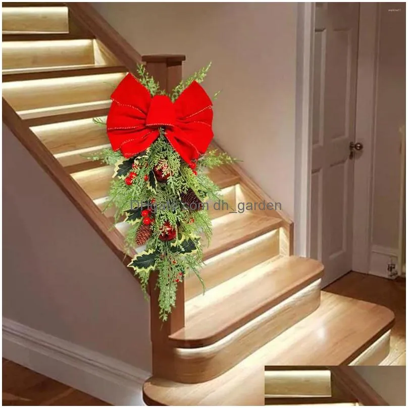 decorative flowers artificial christmas wreath green leaves outside for front door xmas party fireplace office porch living room