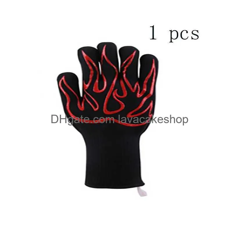 wholesale fireproof bbq oven gloves high temperature resistance barbecue glove 1 pcs anti-scald kitchen backing non-slip microwave
