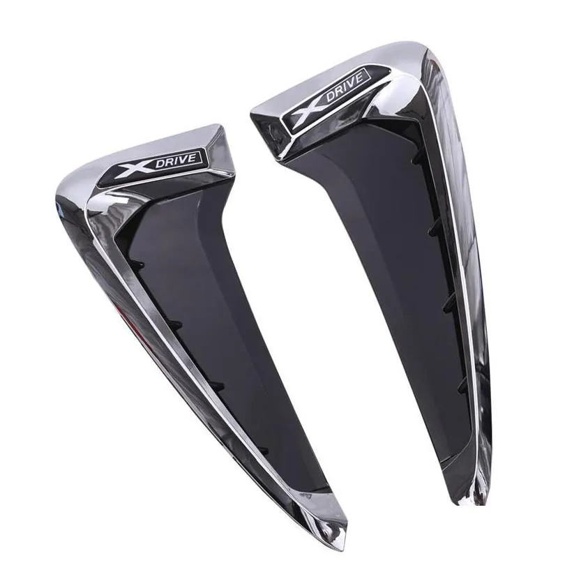 2pcs abs car front fender side air vent sticker cover trim carstyling for bmw x series x5 f15 x5m f85 shark gills side vent stick328i