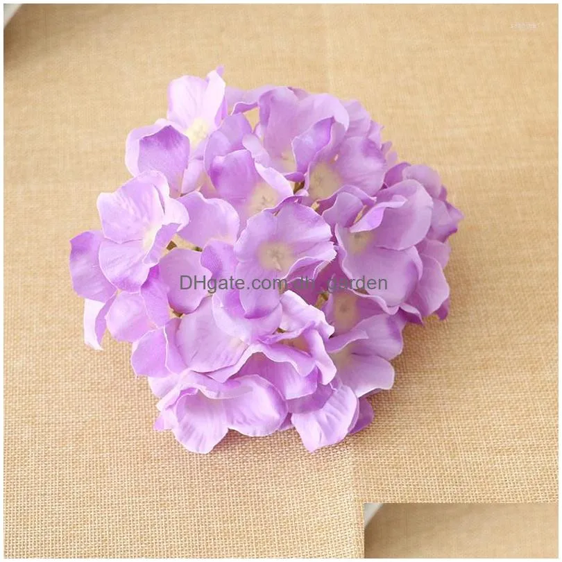 decorative flowers 9pcs hydrangea flower heads artificial wall silk fake for home wedding background decoration