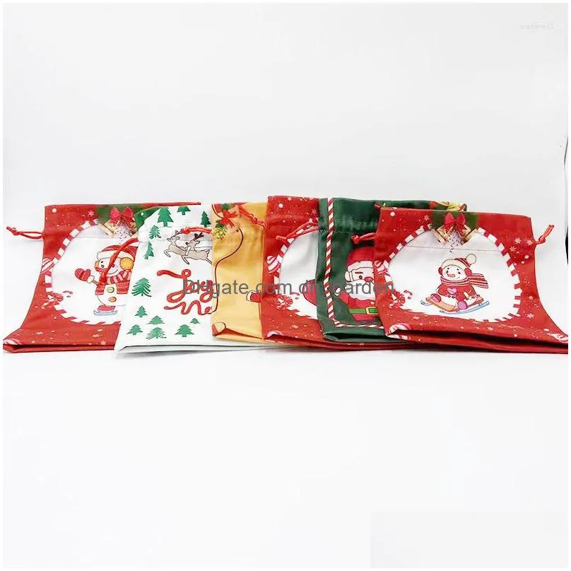 party decoration christmas  bag with drawstring eve gift packaging flannelette beaded