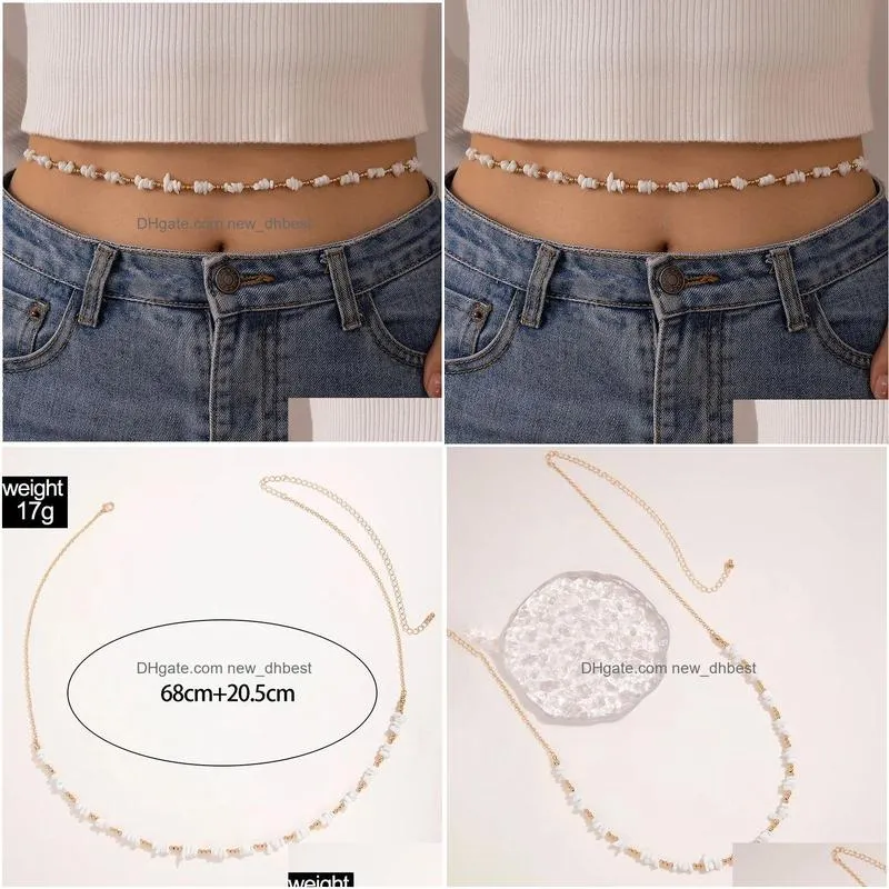 Belly Chains Summer Beach Gravel Rice Beads Small Waist Decoration Chain Female Y Bellybutton Bohemian Jewelry Accessories Drop Delive Dhb8C