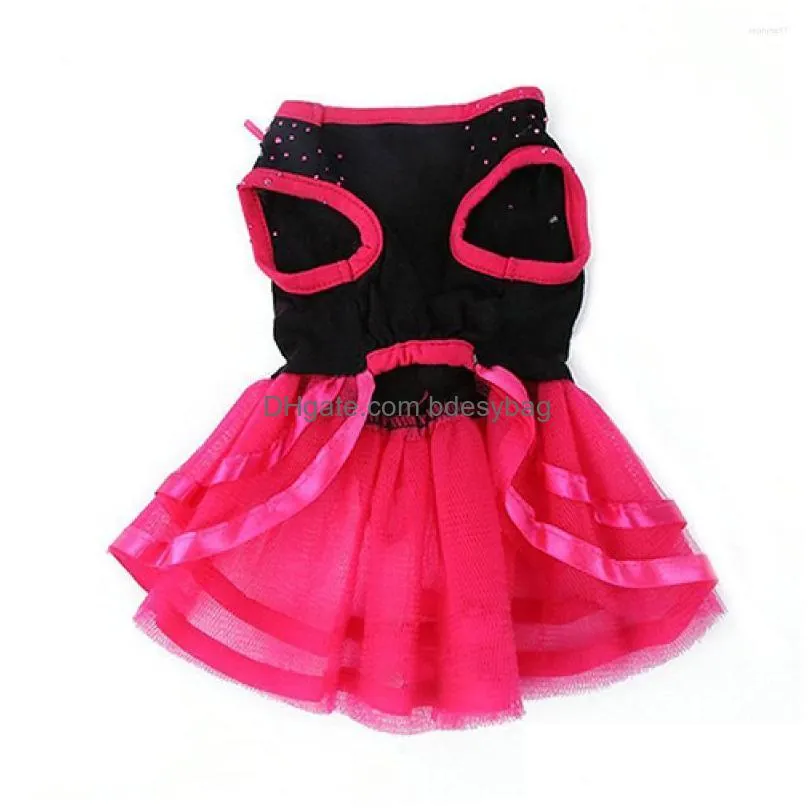 dog apparel pet rose flower gauze dress skirt puppy cat princess clothes sequins small lace vertical striped summer