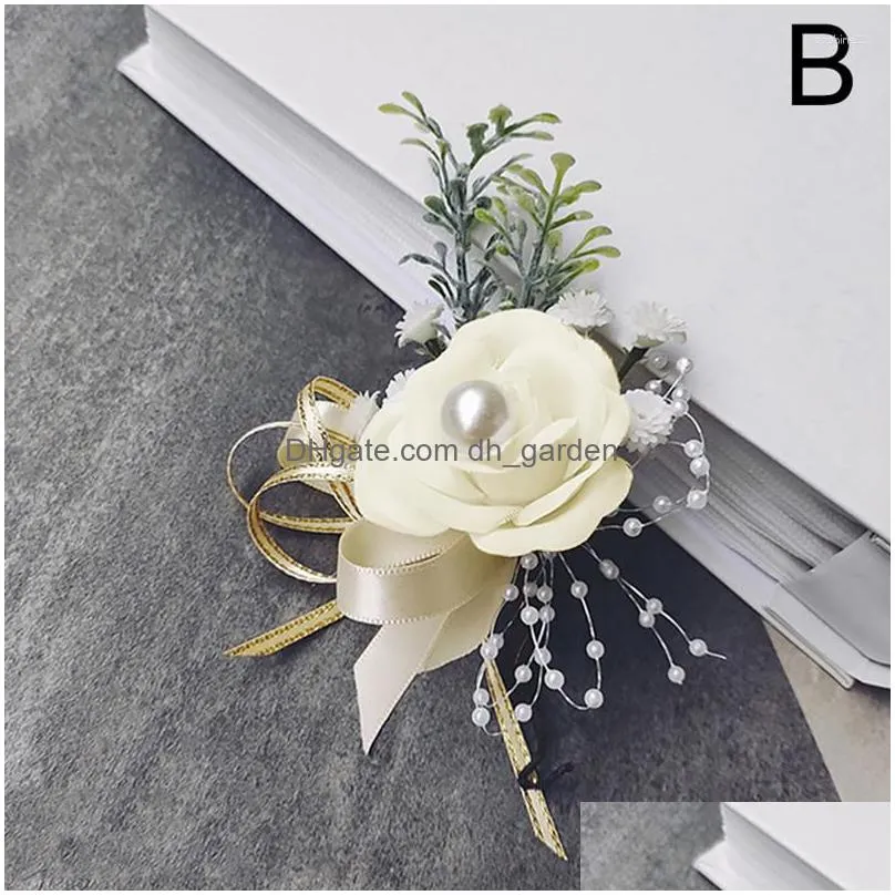 decorative flowers artificial rose flower wrist corsage wedding bracelet bridesmaid silk sisters hand boutonniere