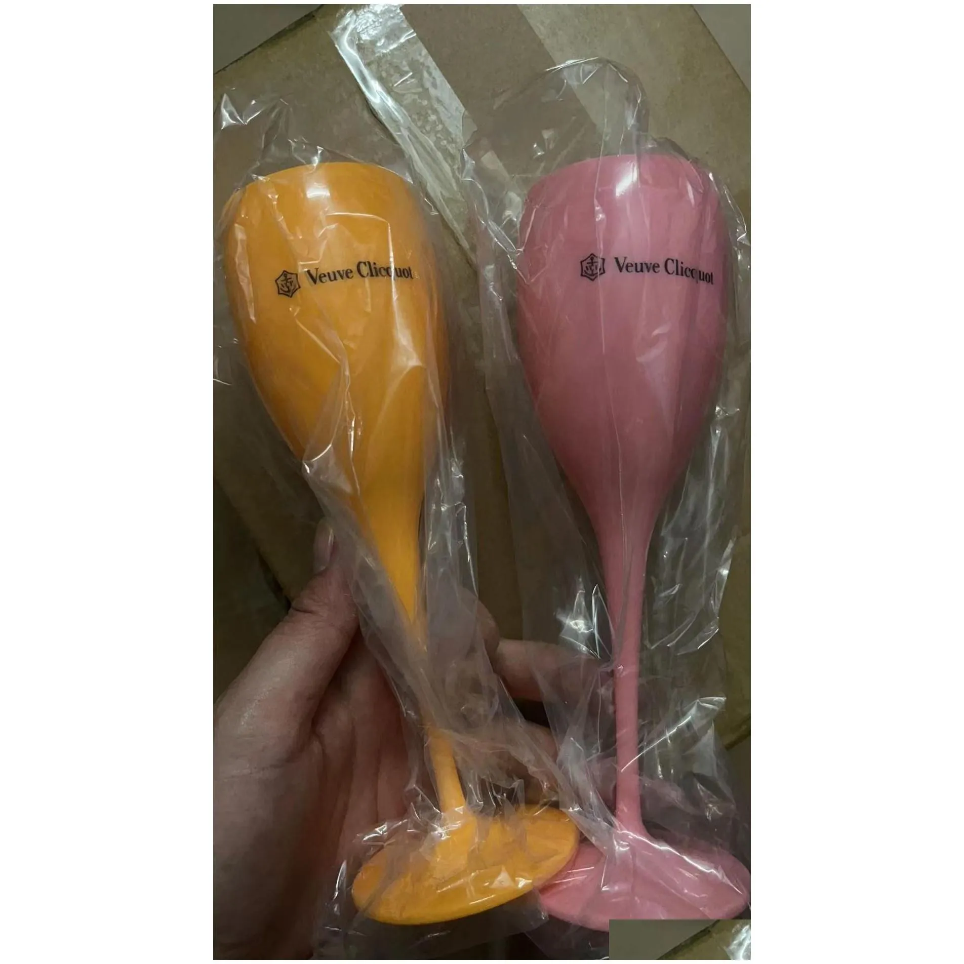 wine glasses acrylic unbreakable champagnes veuve pink orange champagne flutes wholesale party wedding decoration factory direct