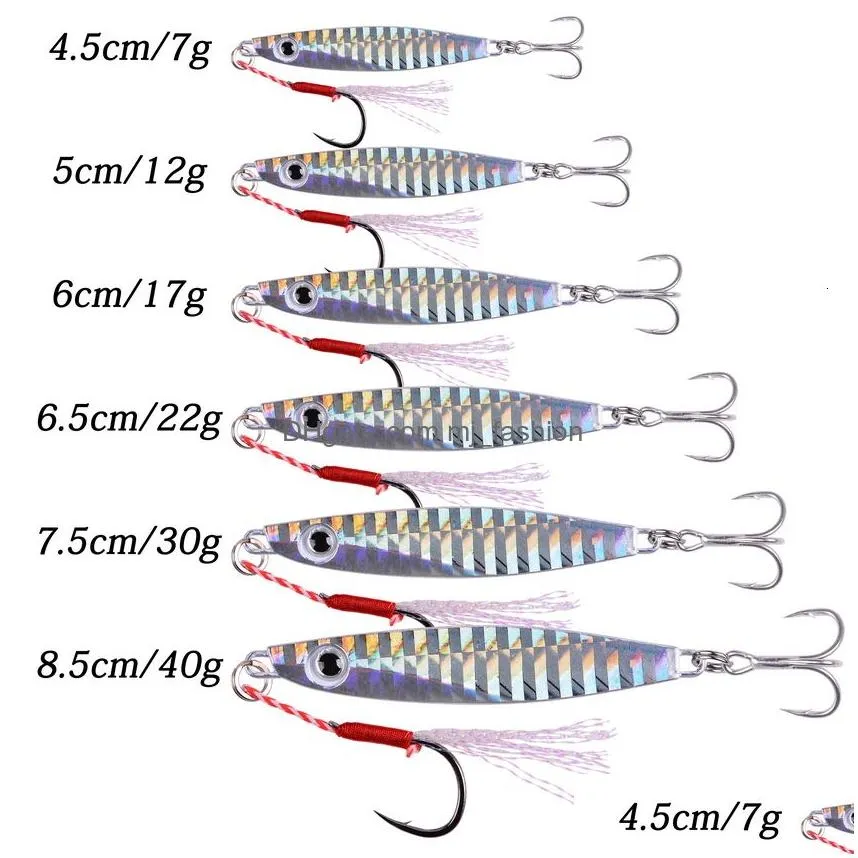 Baits & Lures Baits Lures Aorace 12Pcs Metal Spoon Jigs Carp Fishing Lure 7G 12G 17G 22G 30G 40G Crankbait Jig Wobbler Bait Sea Drop D Dhs5N