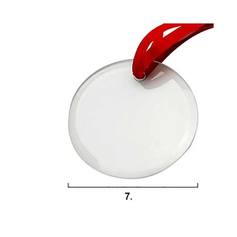 sublimation blanks glass pendant christmas ornaments 3.5inch single side thermal transfer festival decore customized diy pendants 50pcs dhs fy4936