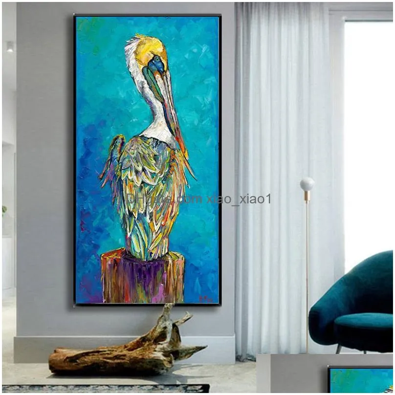 Paintings Modern Art Birds Painting Printed On Canvas Poster Wall Pictures For Living Room Abstract Animal Drop Delivery Home Garden A Dhxml