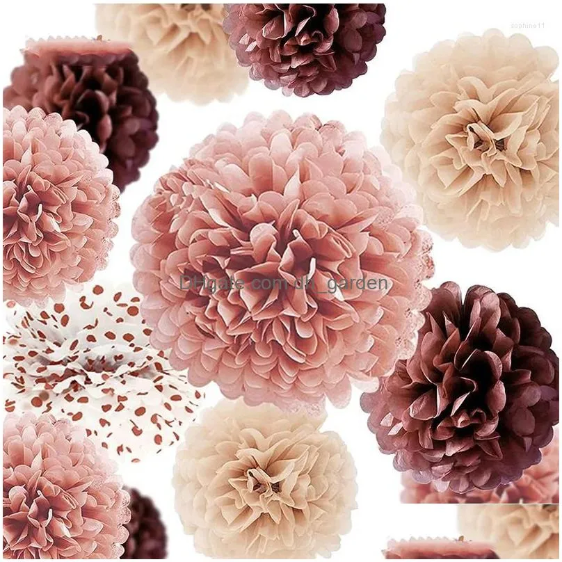 party decoration rose pink burgundy wedding decorations paper pom poms dots garlands hanging backdrop for sweet 16 18 birthday decor