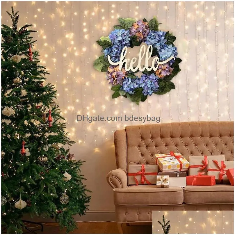 decorative flowers christmas wreaths hydrangea hello thanksgiving day decoration garden gate door hangers for front