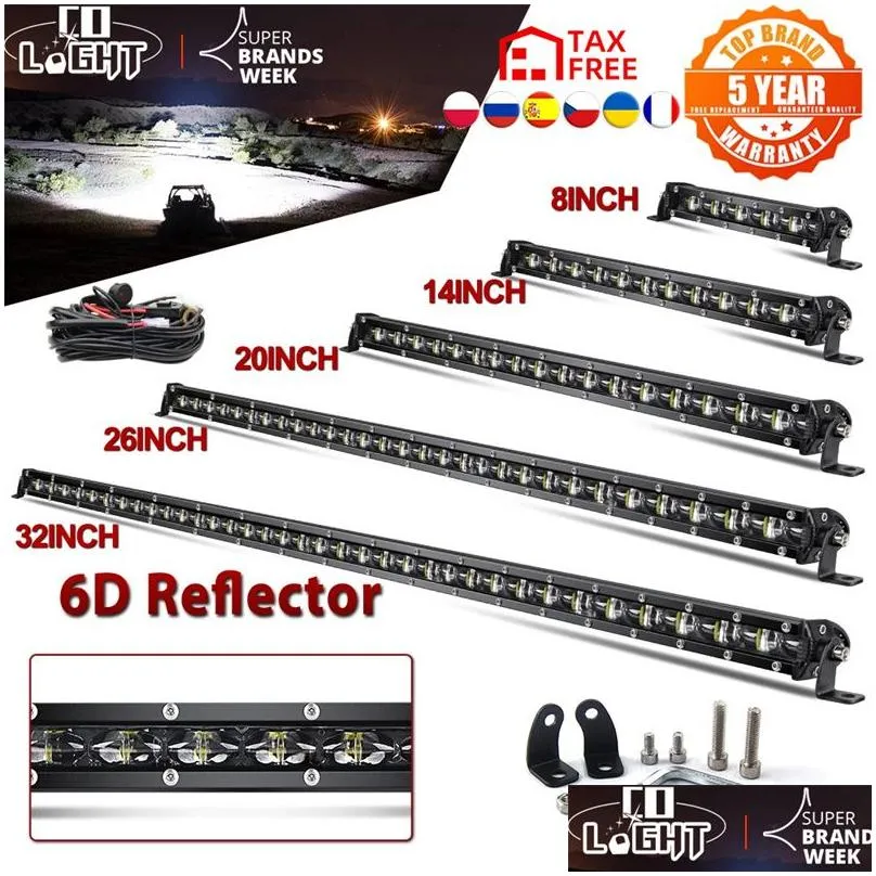 lymoyo 6d slim led light bar 12v 8 14 20 26 32 38 44 50 inch spot flood combo for suv 4x4 off road led work lamp