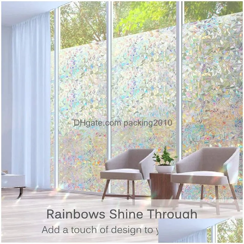 Window Stickers Window Stickers Privacy Film Static Clings Vinyl 3D Decals Rainbow For Control Anti Uv Drop Delivery Home Garden Home Dheyo