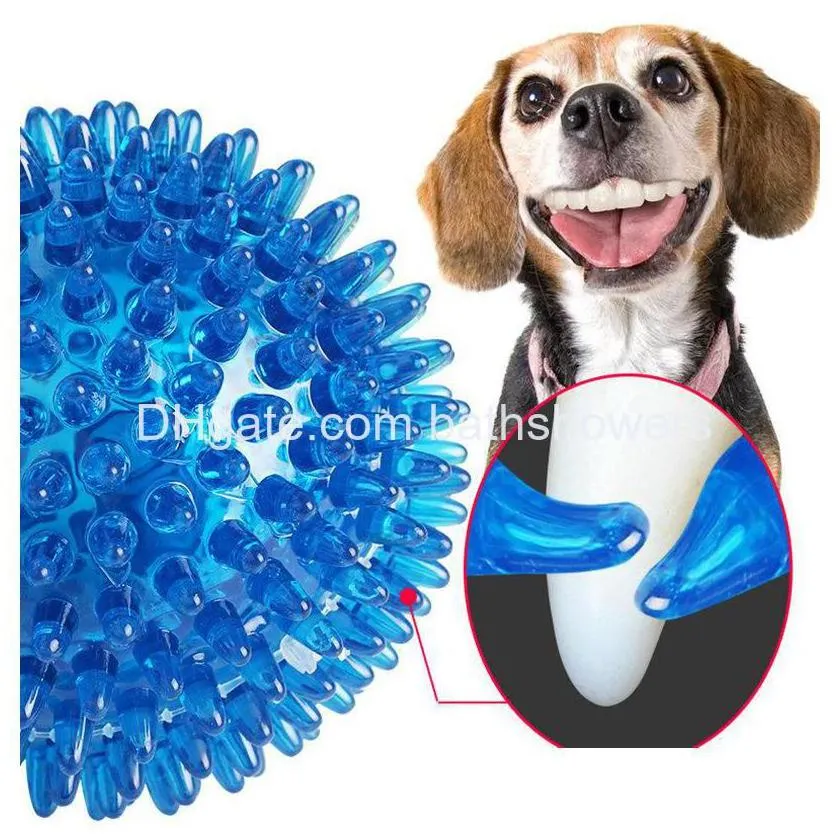 dog toys chews spiky ball squeaky chew balls with tra bouncy durable tpr rubber for puppy teething and pet cleans drop delivery ho