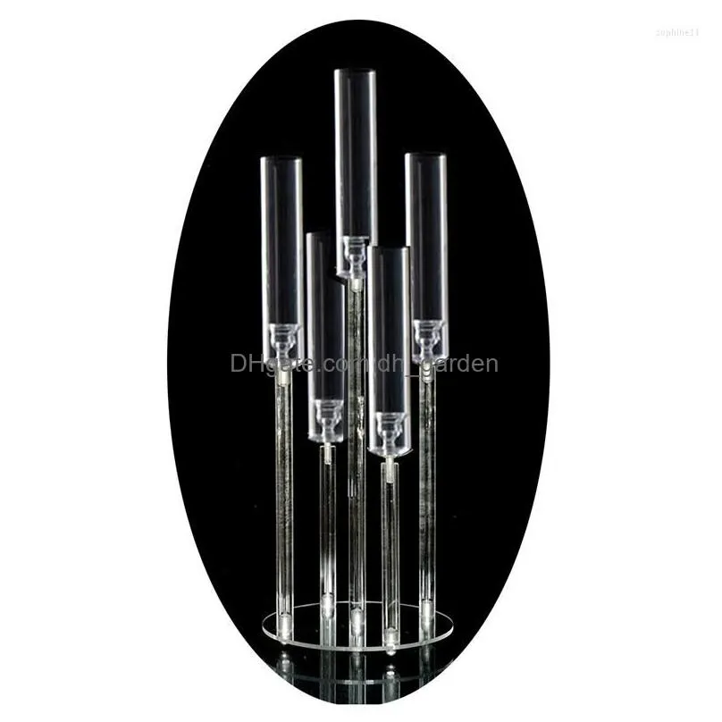 party decoration 2023 clear acrylic 5 head candle holder wedding table centerpiece